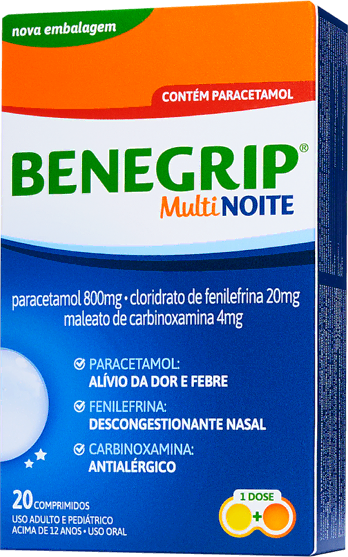 Embalagem de Benegrip® Multi Noite.